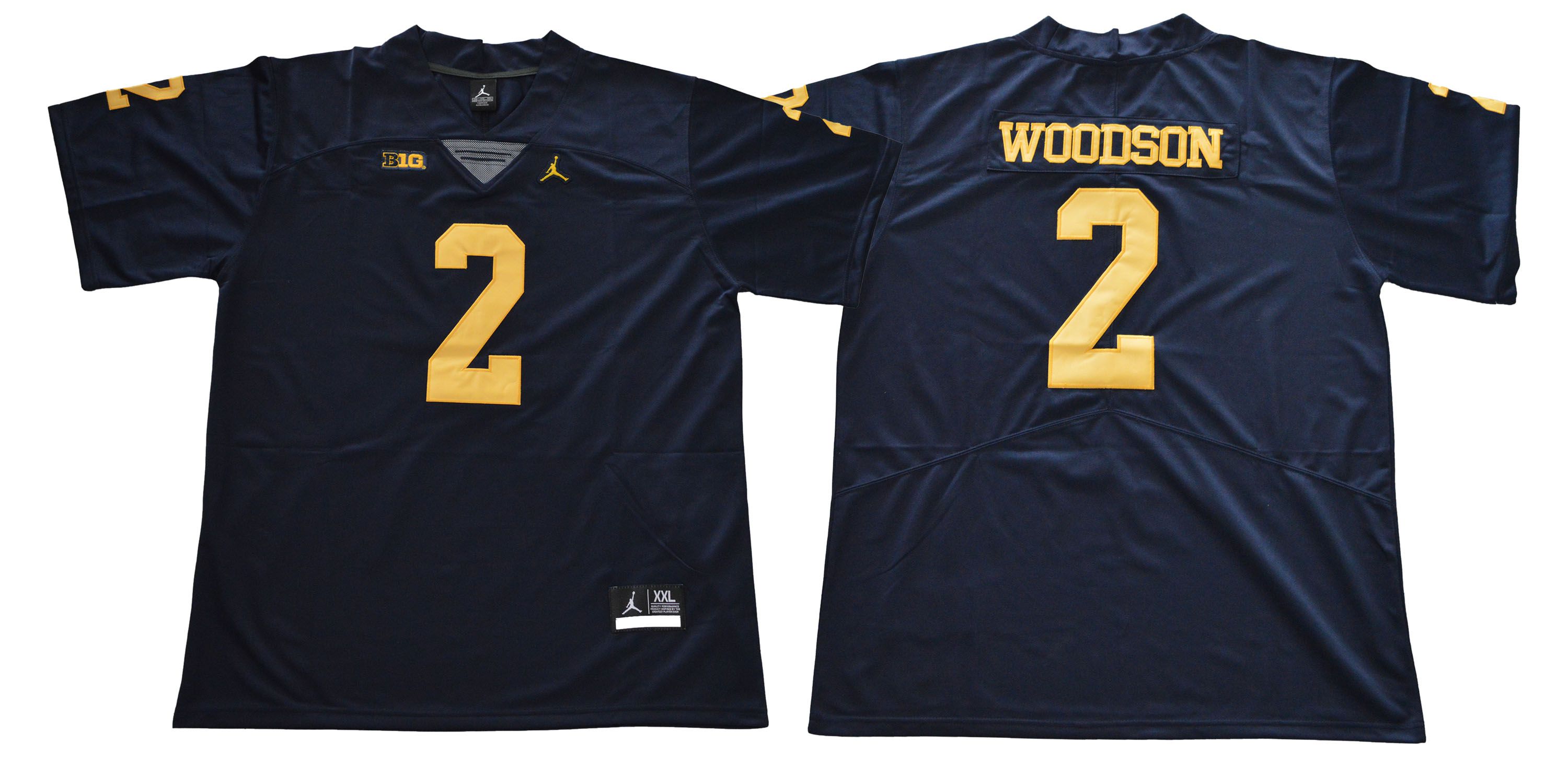 Men Michigan Wolverines 2 Woodson Blue NCAA Jerseys